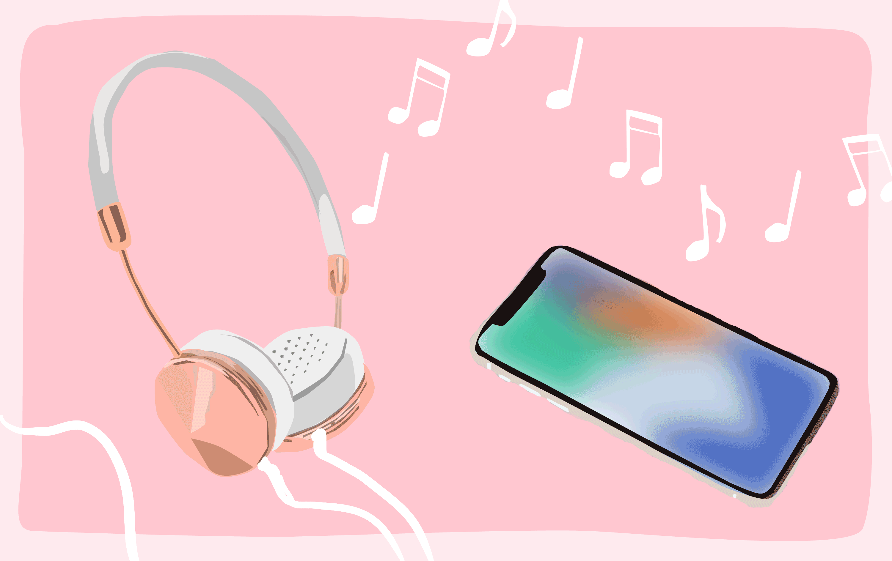 A phone and headphones.